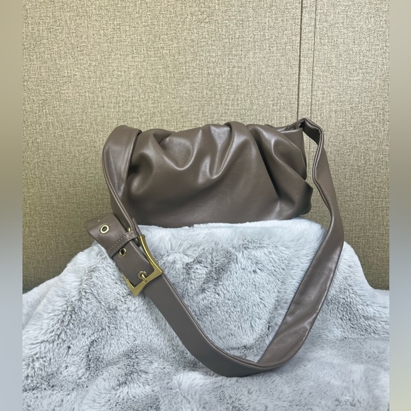 Most Wanted Handbags - MW Faux Leather Shoulder Bag  Ruched with Buckle Strap